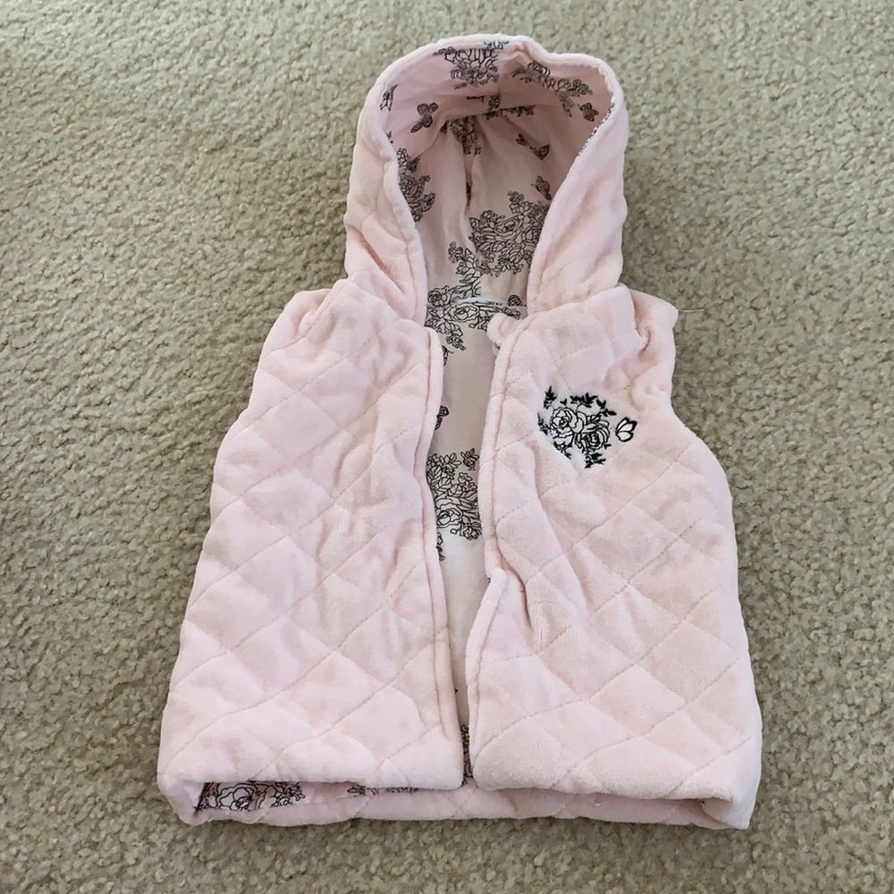 Pink Quilted Floral Pattern Baby Hoodie 6-12mo.